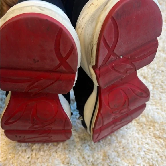 Authentic Christian Louboutin Black and Silver Studded Sneakers - Picture 9 of 11